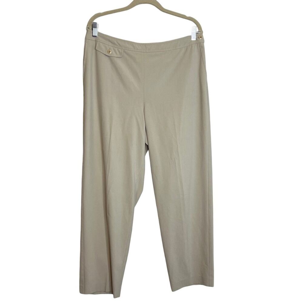 Talbots Stretch Womens Pants Size 14 Beige Knit Straight Leg Side Zip